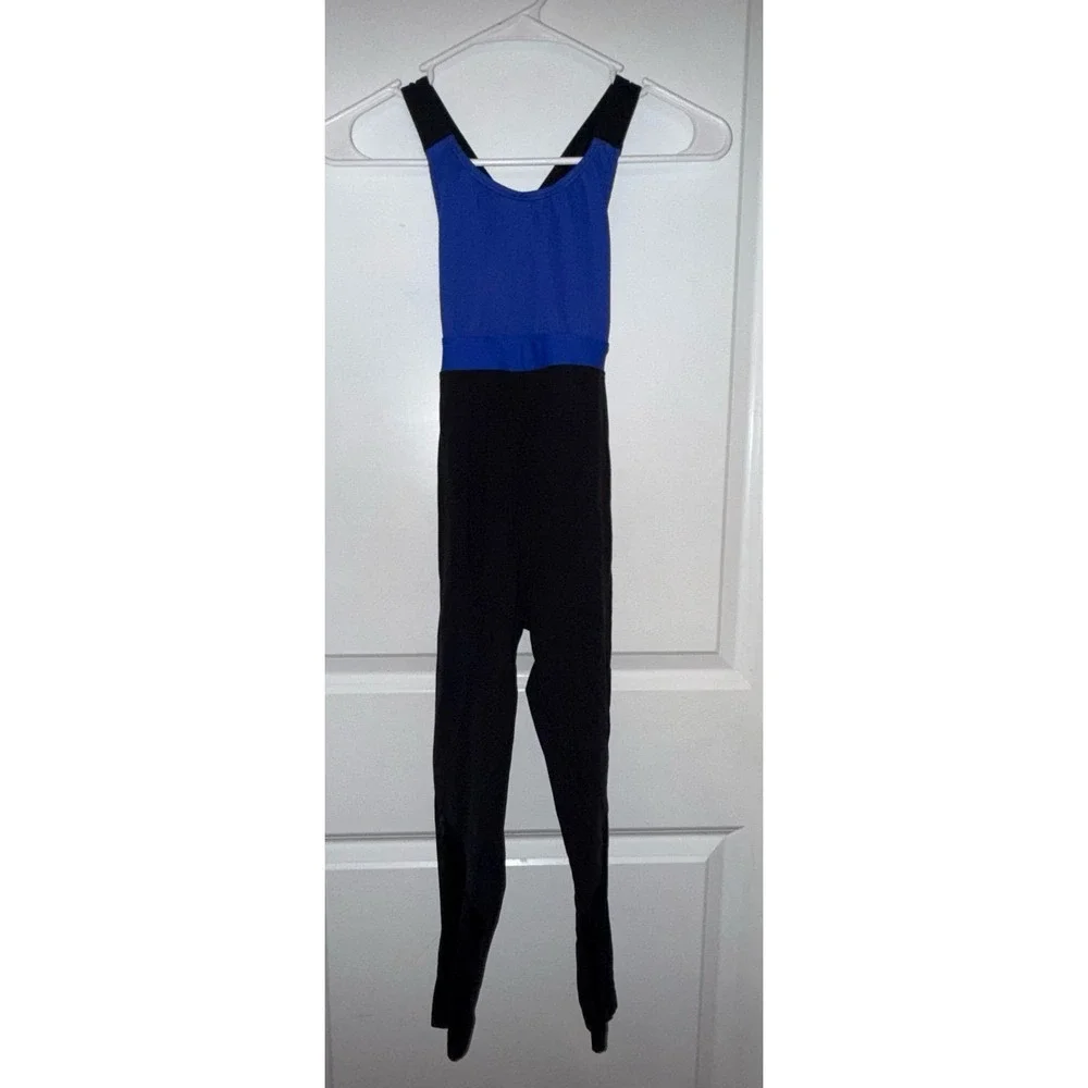 Kandi Kouture Unitard Girls Size CXL (10/12) Blue and Black Dance Wear